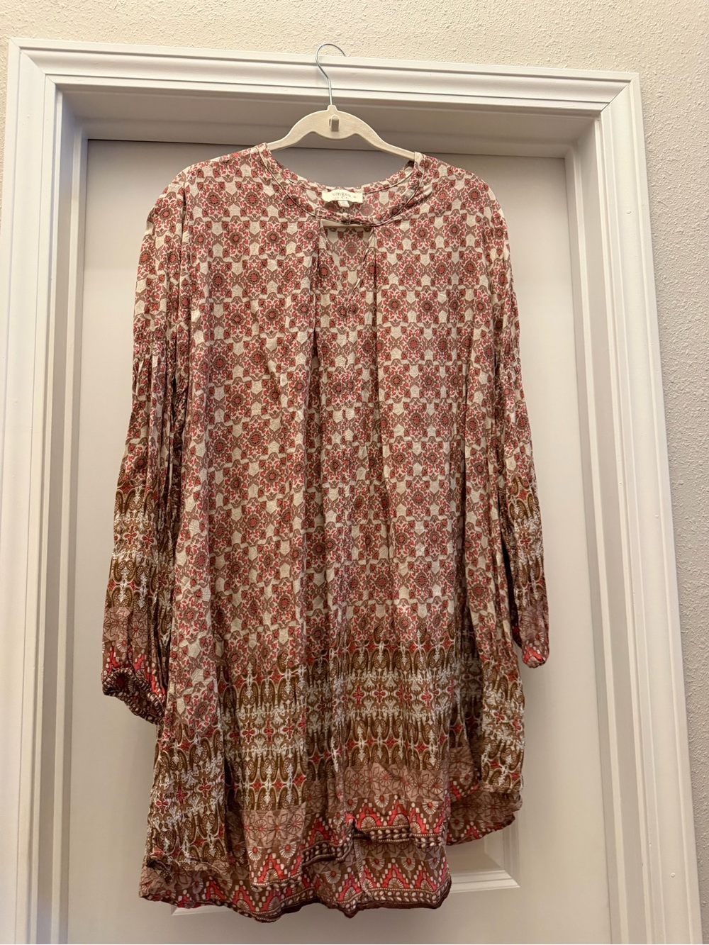 Umgee Floral Boho Tunic/Dress in Cream and Rose